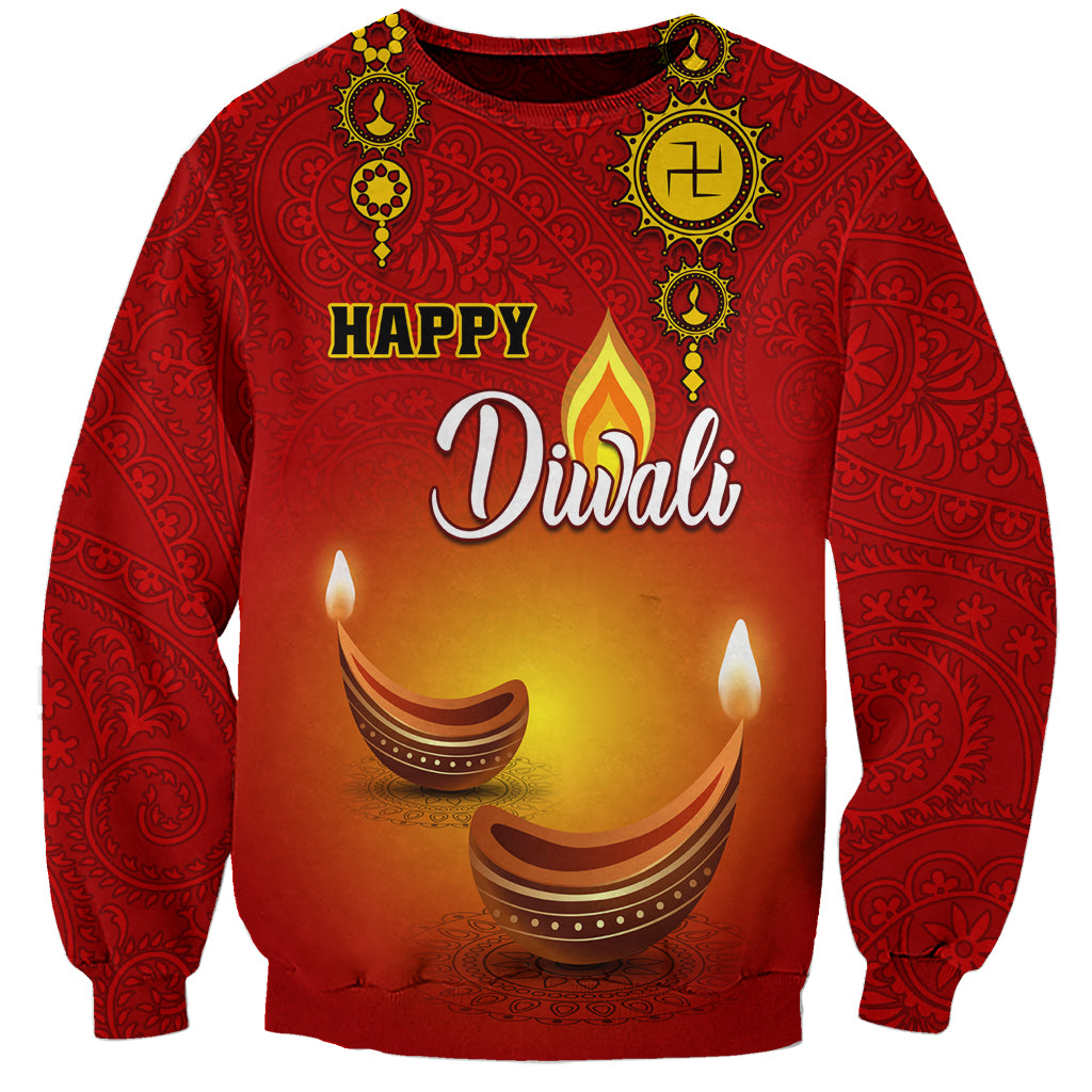 Personalised Diwali Festival Sweatshirt Diya With Paisley Pattern - Wonder Print Shop