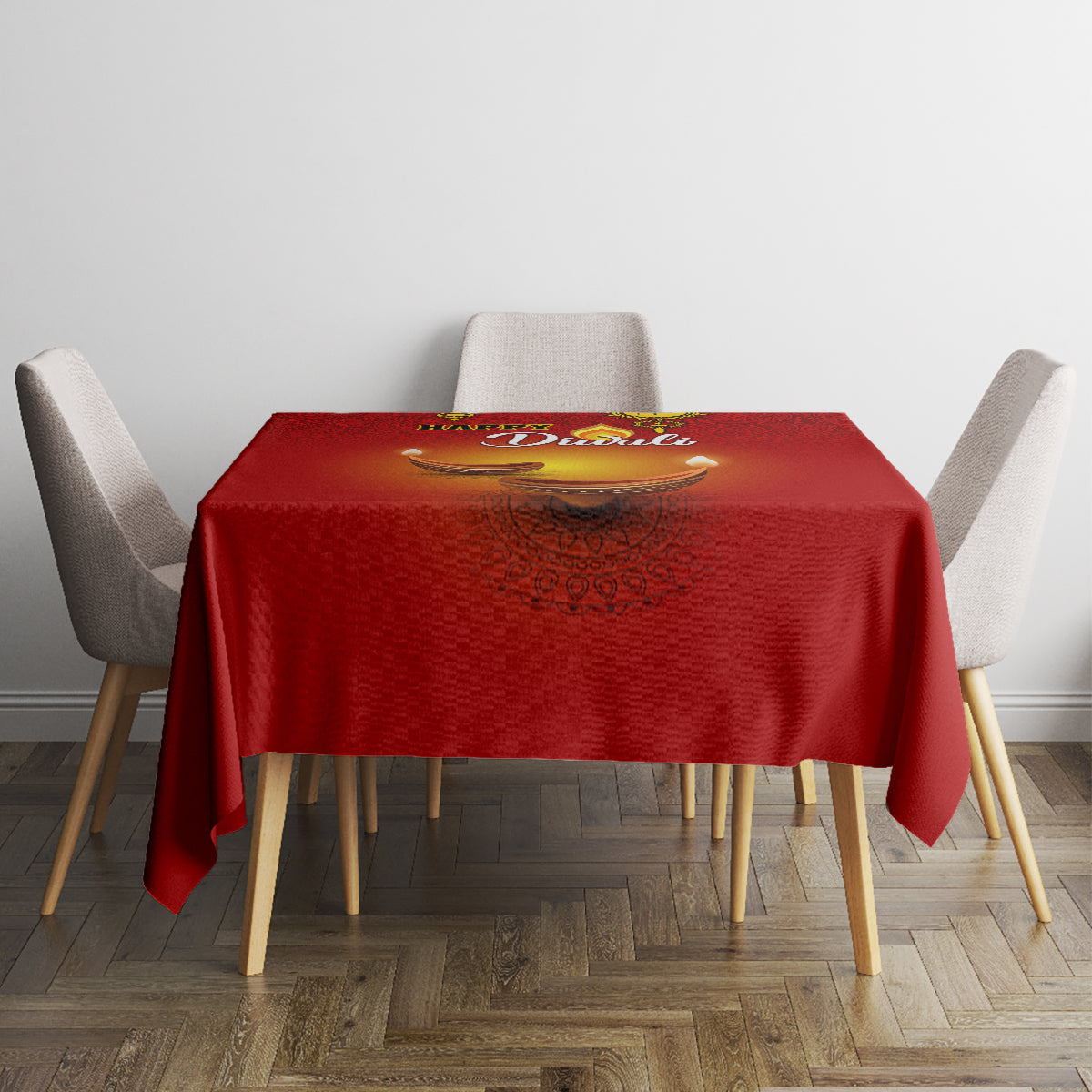 Diwali Festival Tablecloth Diya With Paisley Pattern - Wonder Print Shop