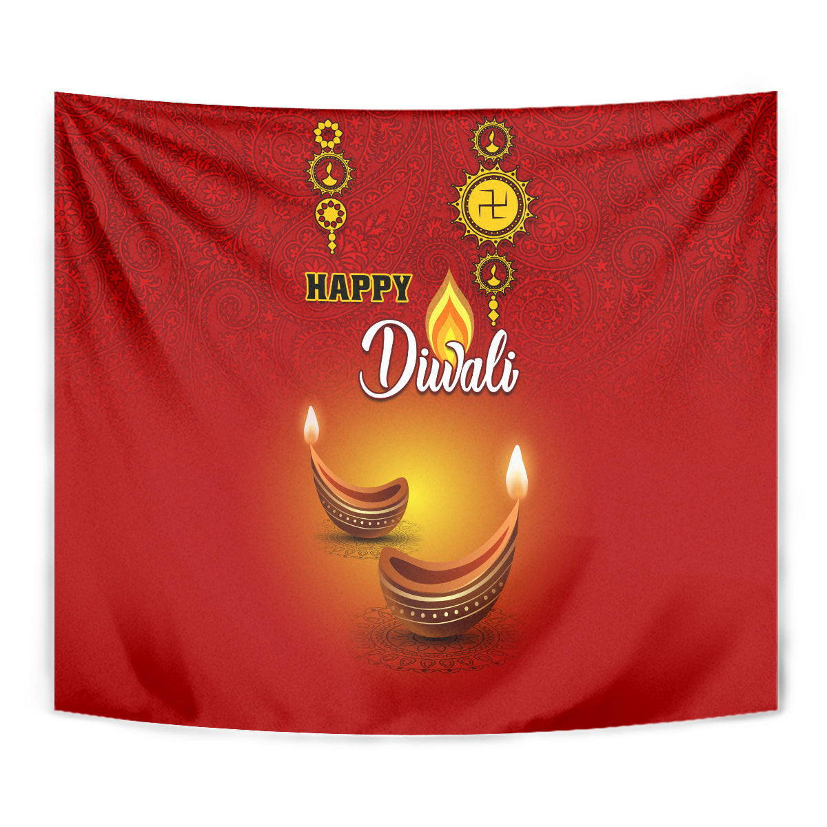 Diwali Festival Tapestry Diya With Paisley Pattern - Wonder Print Shop
