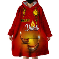 Personalised Diwali Festival Wearable Blanket Hoodie Diya With Paisley Pattern - Wonder Print Shop