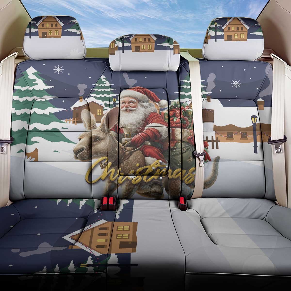 Kangaroo Australia Christmas Back Car Seat Cover Xmas Pattern - Wonder Print Shop