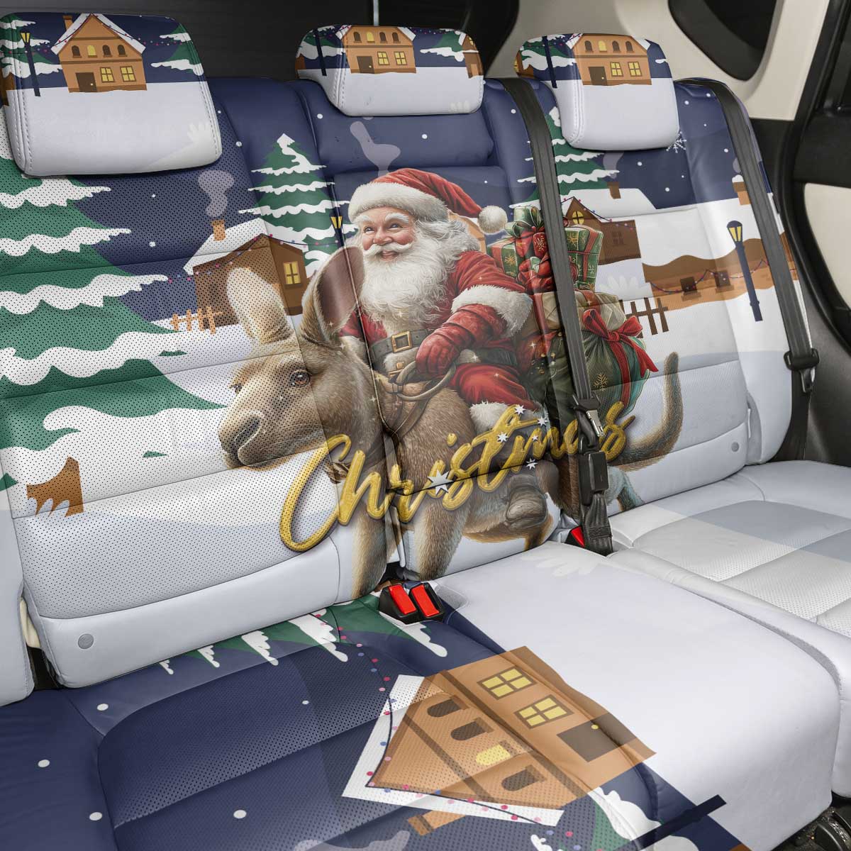 Kangaroo Australia Christmas Back Car Seat Cover Xmas Pattern - Wonder Print Shop