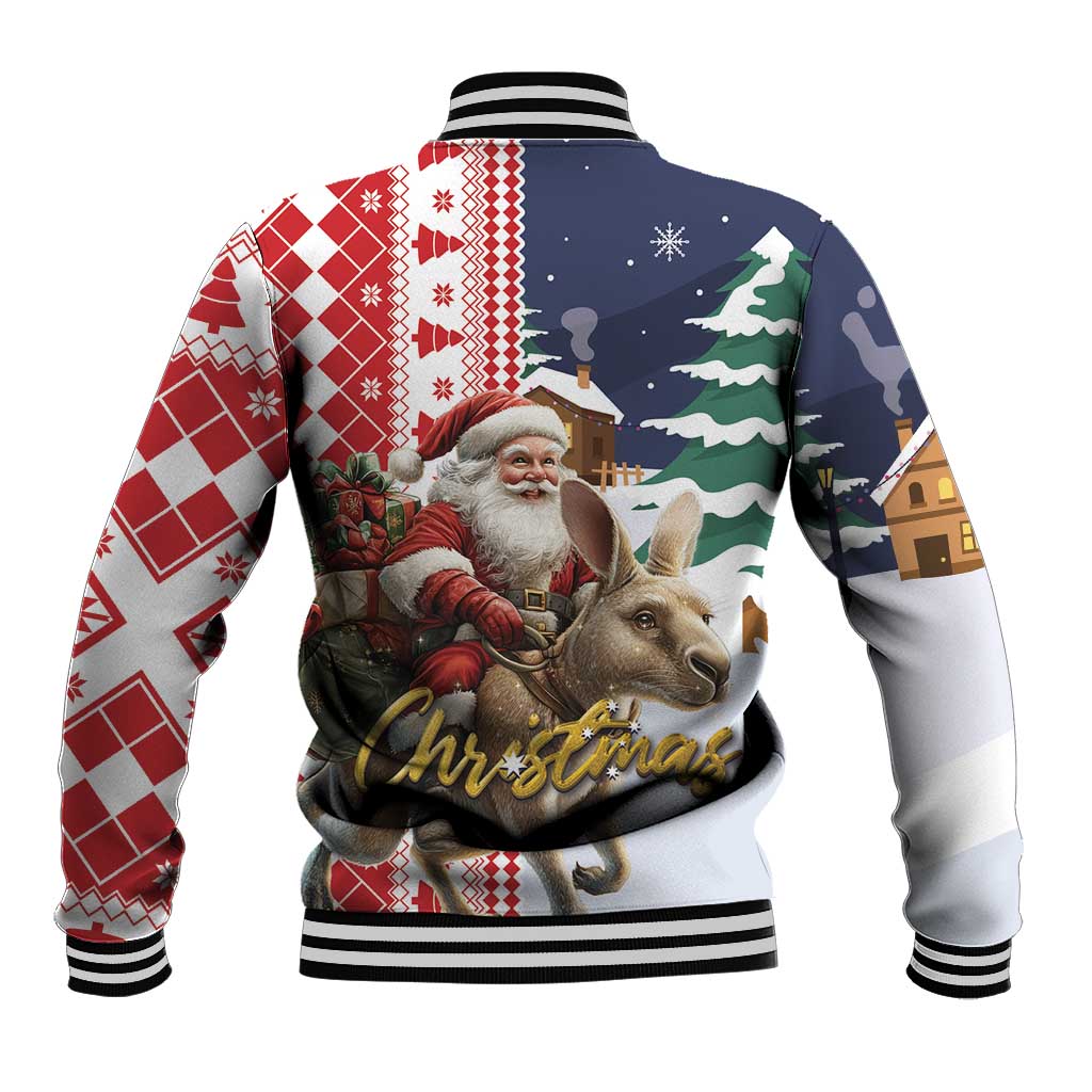 Kangaroo Australia Christmas Baseball Jacket Xmas Pattern - Wonder Print Shop
