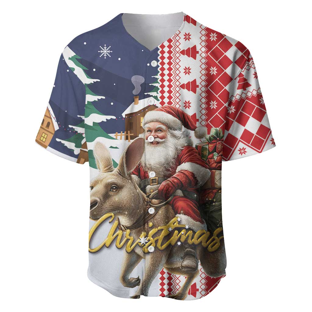 Kangaroo Australia Christmas Baseball Jersey Xmas Pattern - Wonder Print Shop