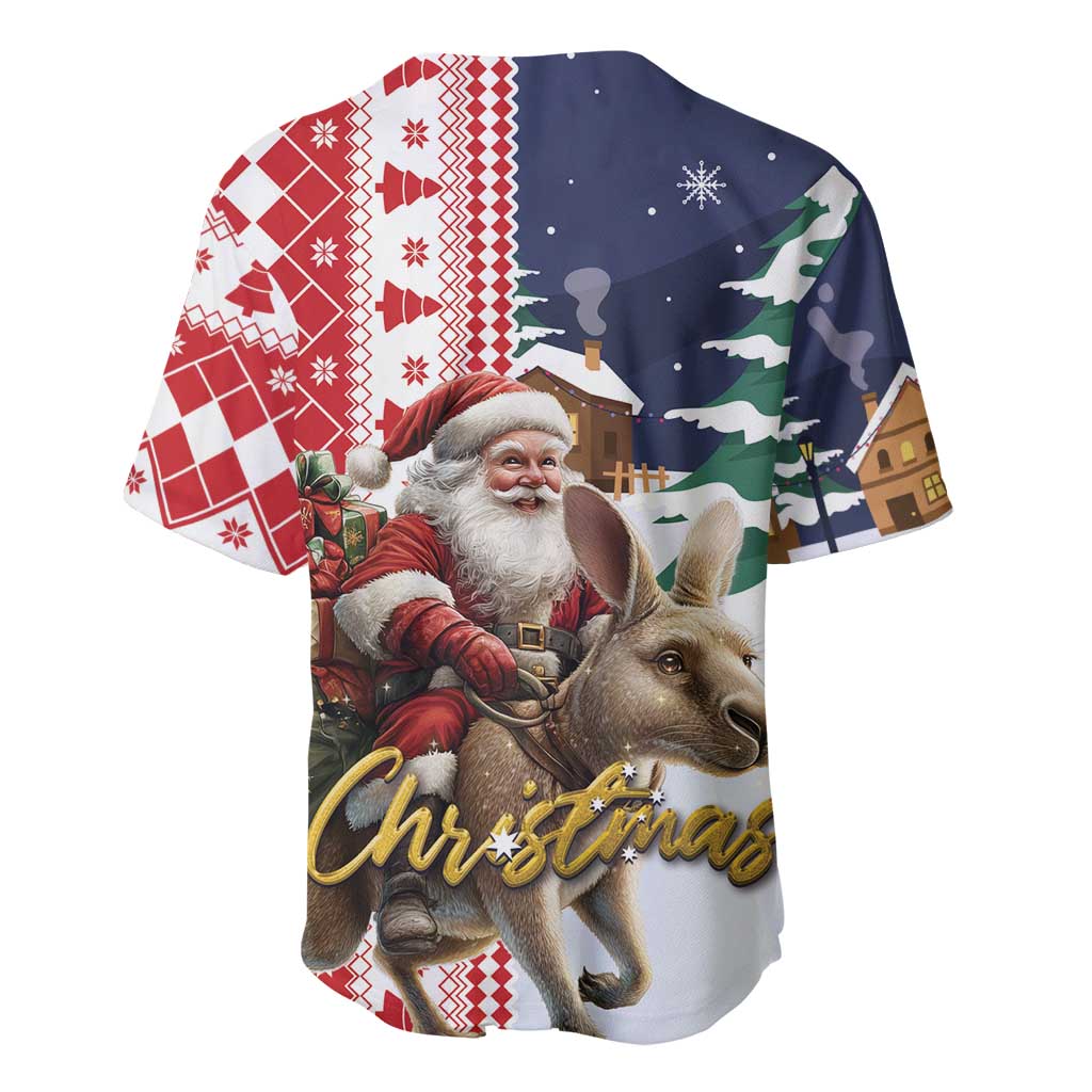 Kangaroo Australia Christmas Baseball Jersey Xmas Pattern - Wonder Print Shop