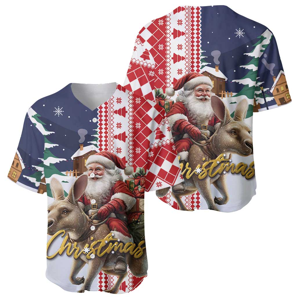 Kangaroo Australia Christmas Baseball Jersey Xmas Pattern - Wonder Print Shop