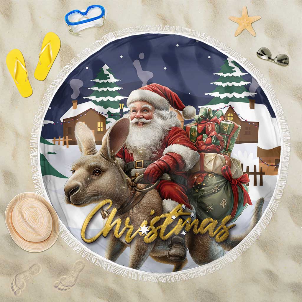 Kangaroo Australia Christmas Beach Blanket Xmas Pattern - Wonder Print Shop