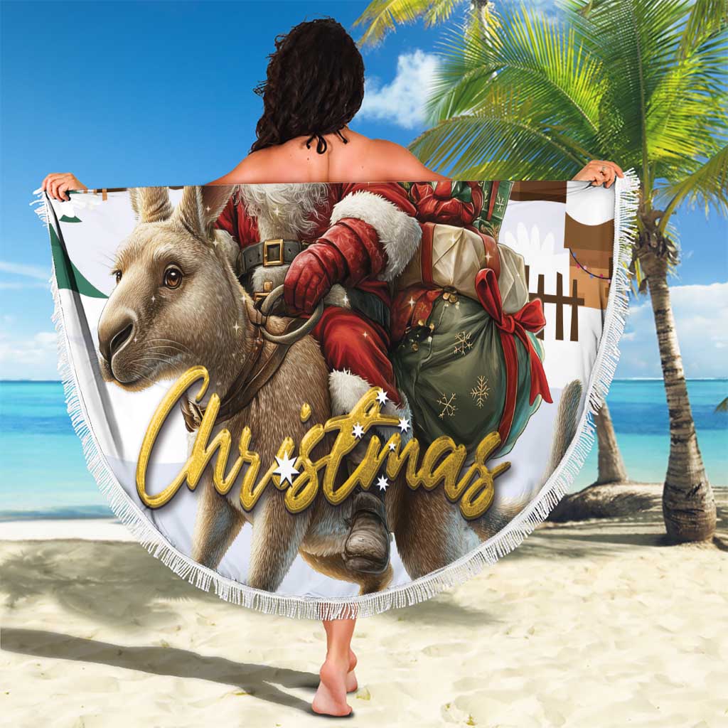 Kangaroo Australia Christmas Beach Blanket Xmas Pattern - Wonder Print Shop