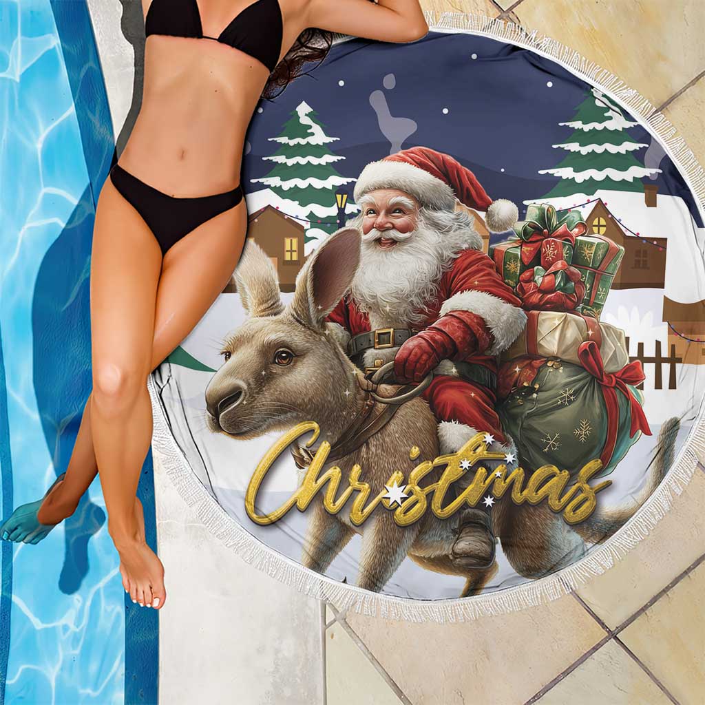 Kangaroo Australia Christmas Beach Blanket Xmas Pattern - Wonder Print Shop