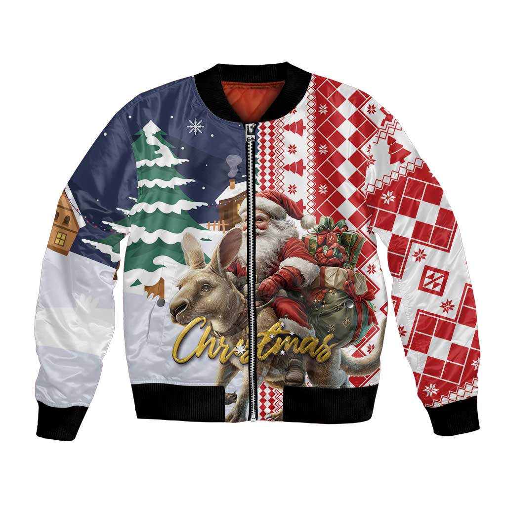 Kangaroo Australia Christmas Bomber Jacket Xmas Pattern - Wonder Print Shop