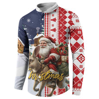 Kangaroo Australia Christmas Button Sweatshirt Xmas Pattern - Wonder Print Shop