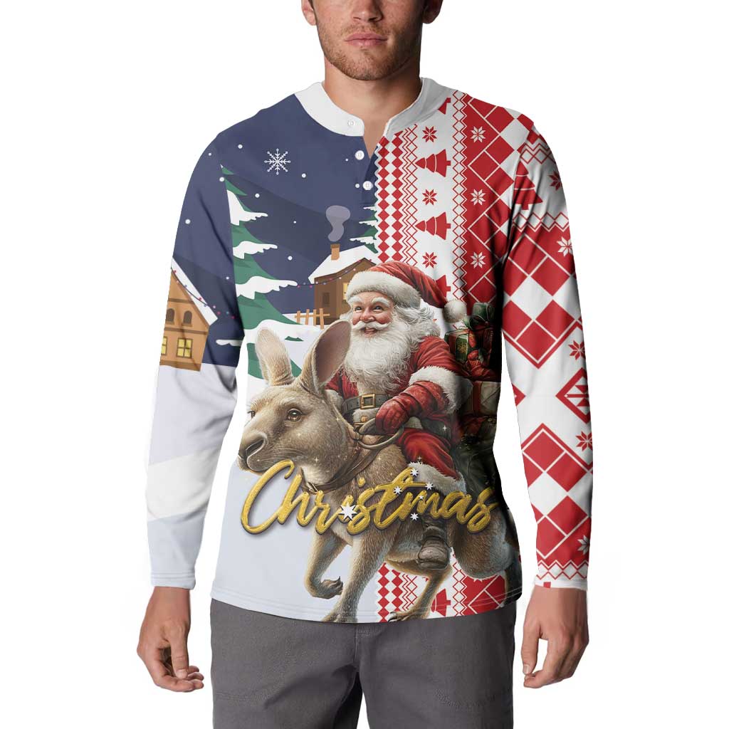 Kangaroo Australia Christmas Button Sweatshirt Xmas Pattern - Wonder Print Shop