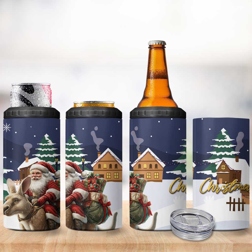 Kangaroo Australia Christmas 4 in 1 Can Cooler Tumbler Xmas Pattern - Wonder Print Shop