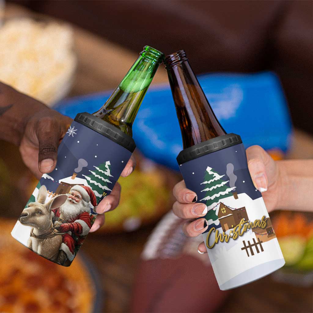 Kangaroo Australia Christmas 4 in 1 Can Cooler Tumbler Xmas Pattern - Wonder Print Shop