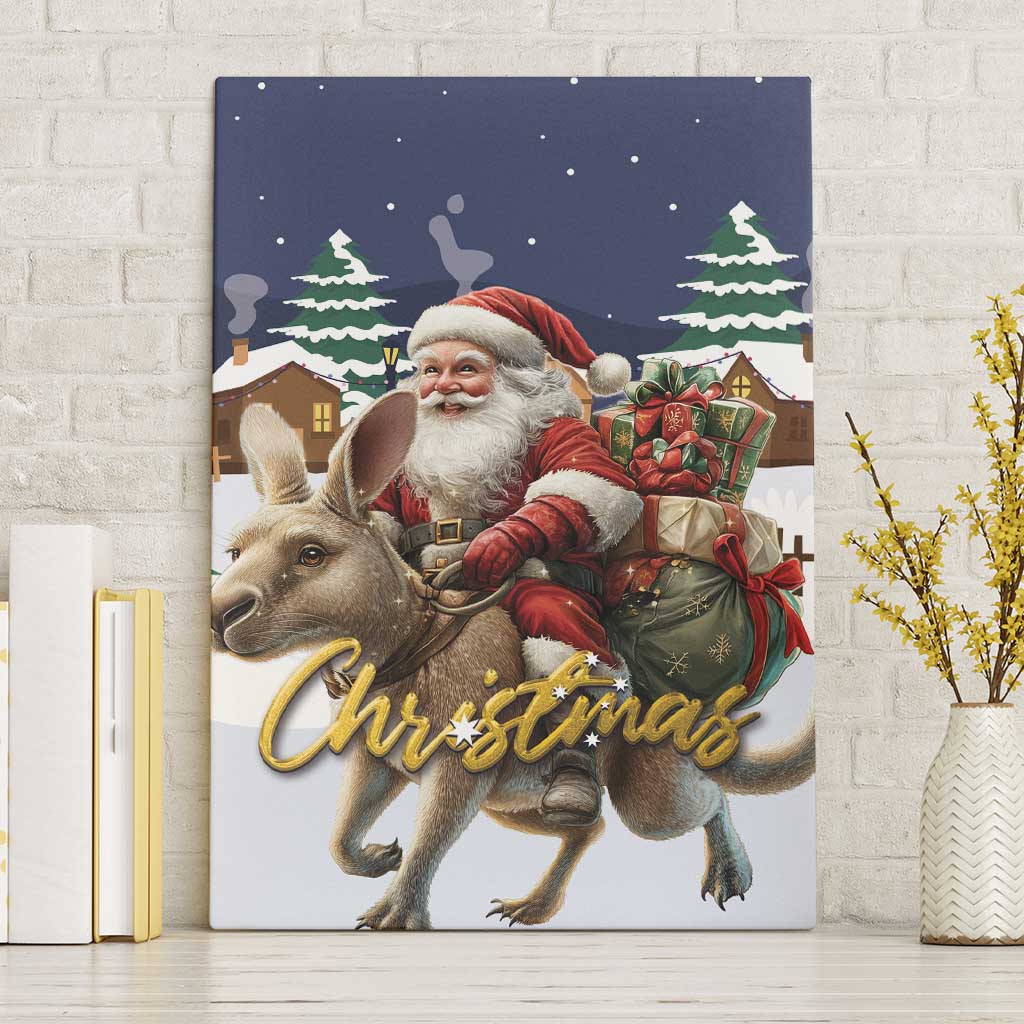 Kangaroo Australia Christmas Canvas Wall Art Xmas Pattern - Wonder Print Shop