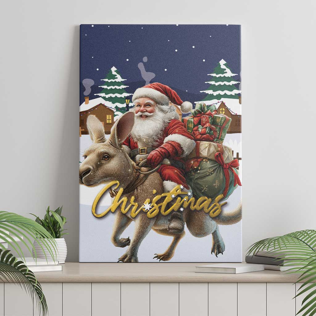Kangaroo Australia Christmas Canvas Wall Art Xmas Pattern - Wonder Print Shop