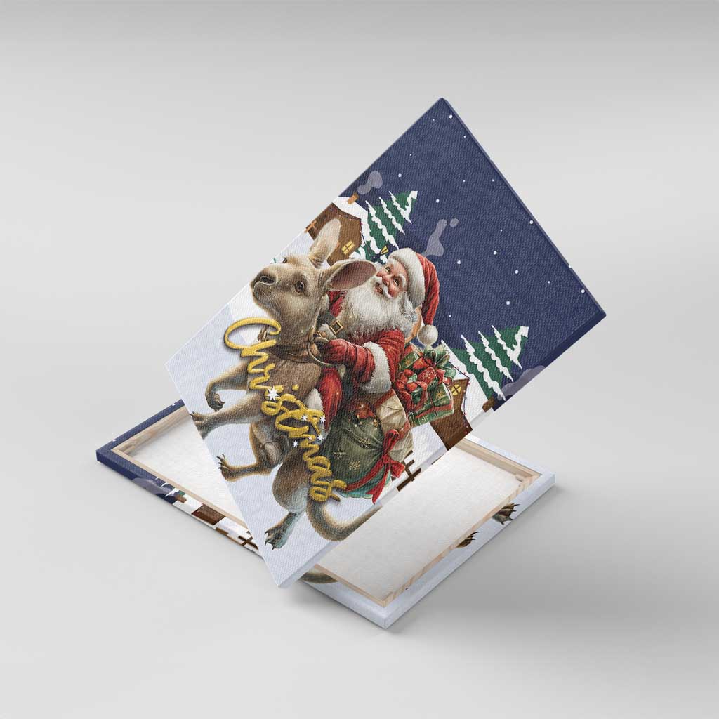 Kangaroo Australia Christmas Canvas Wall Art Xmas Pattern - Wonder Print Shop