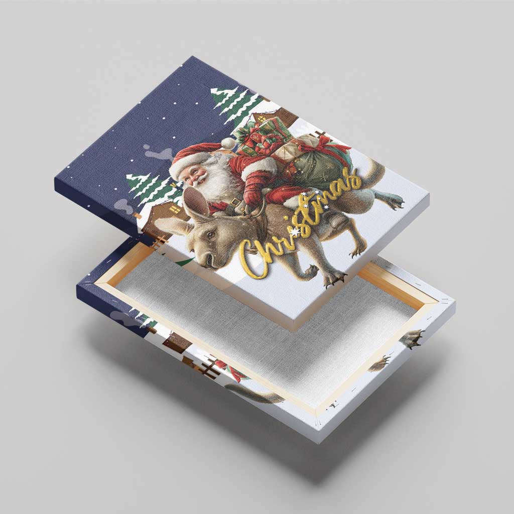 Kangaroo Australia Christmas Canvas Wall Art Xmas Pattern - Wonder Print Shop