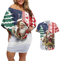 Kangaroo Australia Christmas Couples Matching Off Shoulder Short Dress and Hawaiian Shirt Xmas Pattern - Wonder Print Shop