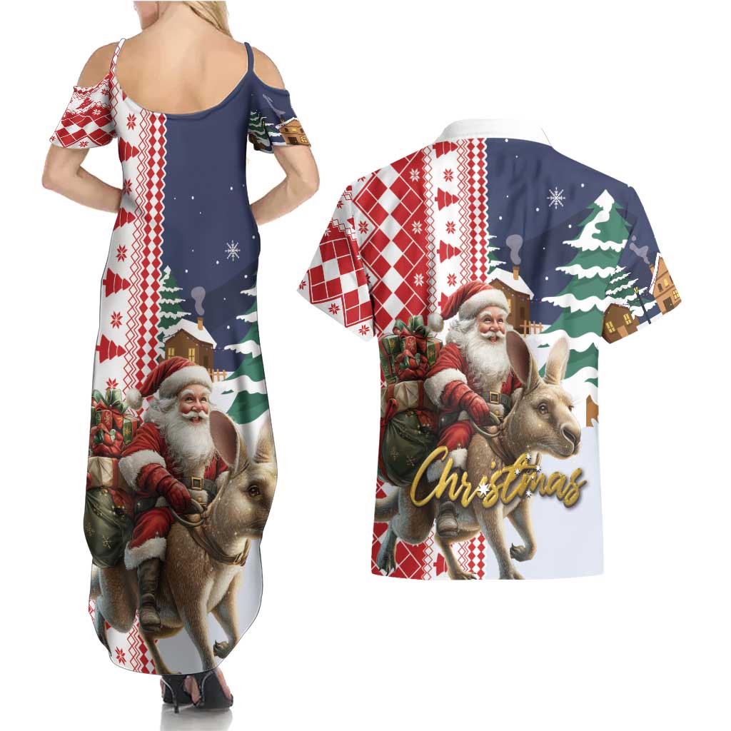 Kangaroo Australia Christmas Couples Matching Summer Maxi Dress and Hawaiian Shirt Xmas Pattern - Wonder Print Shop