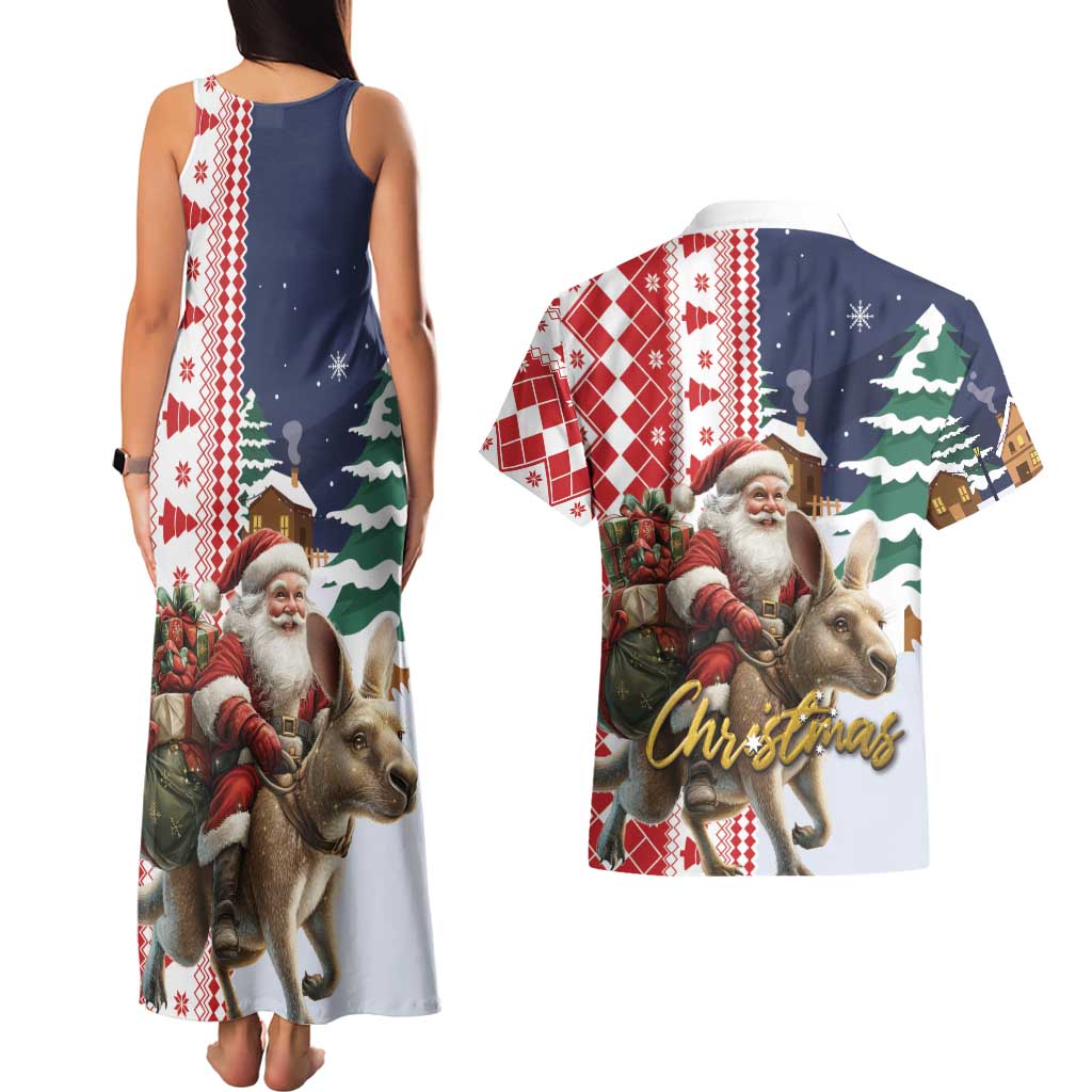 Kangaroo Australia Christmas Couples Matching Tank Maxi Dress and Hawaiian Shirt Xmas Pattern - Wonder Print Shop