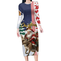 Kangaroo Australia Christmas Family Matching Long Sleeve Bodycon Dress and Hawaiian Shirt Xmas Pattern - Wonder Print Shop