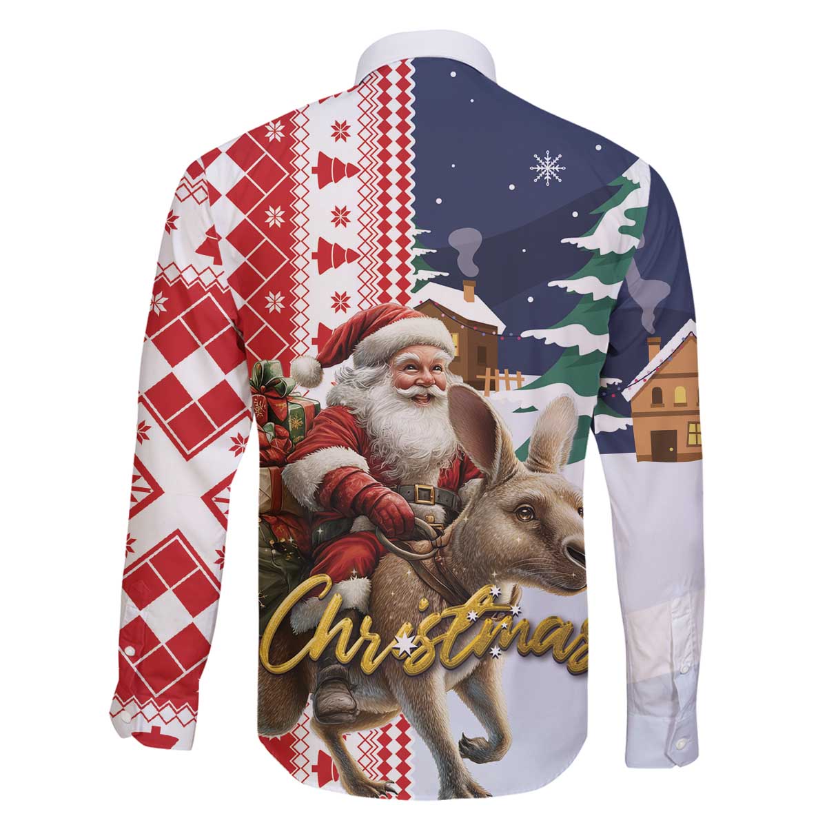 Kangaroo Australia Christmas Family Matching Off The Shoulder Long Sleeve Dress and Hawaiian Shirt Xmas Pattern - Wonder Print Shop