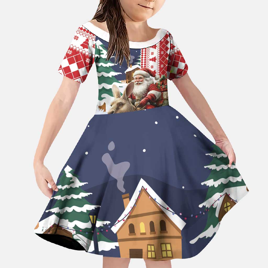 Kangaroo Australia Christmas Family Matching Off Shoulder Maxi Dress and Hawaiian Shirt Xmas Pattern - Wonder Print Shop