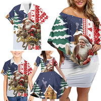 Kangaroo Australia Christmas Family Matching Off Shoulder Short Dress and Hawaiian Shirt Xmas Pattern - Wonder Print Shop