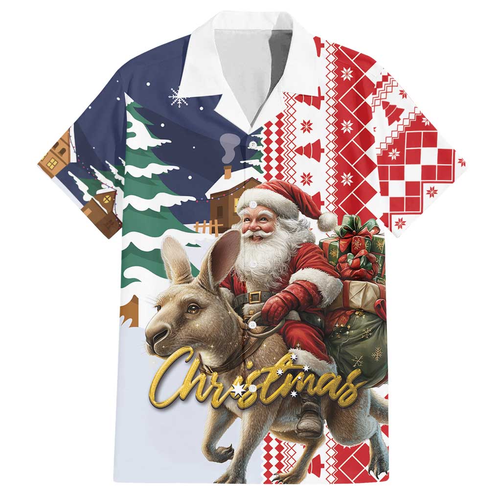 Kangaroo Australia Christmas Family Matching Off Shoulder Short Dress and Hawaiian Shirt Xmas Pattern - Wonder Print Shop