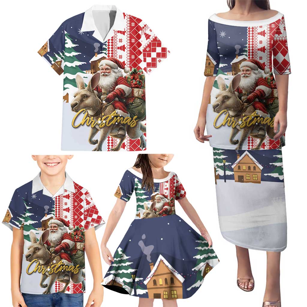 Kangaroo Australia Christmas Family Matching Puletasi and Hawaiian Shirt Xmas Pattern - Wonder Print Shop