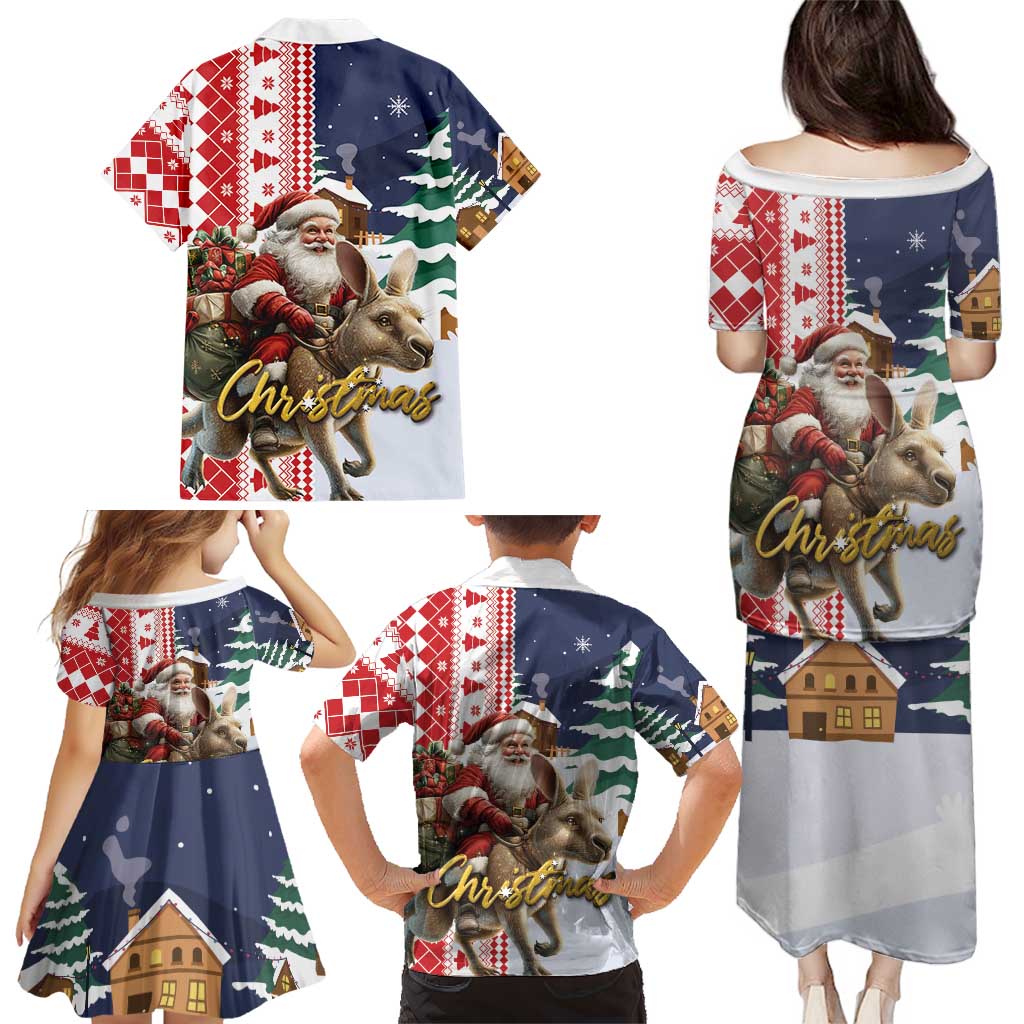Kangaroo Australia Christmas Family Matching Puletasi and Hawaiian Shirt Xmas Pattern - Wonder Print Shop