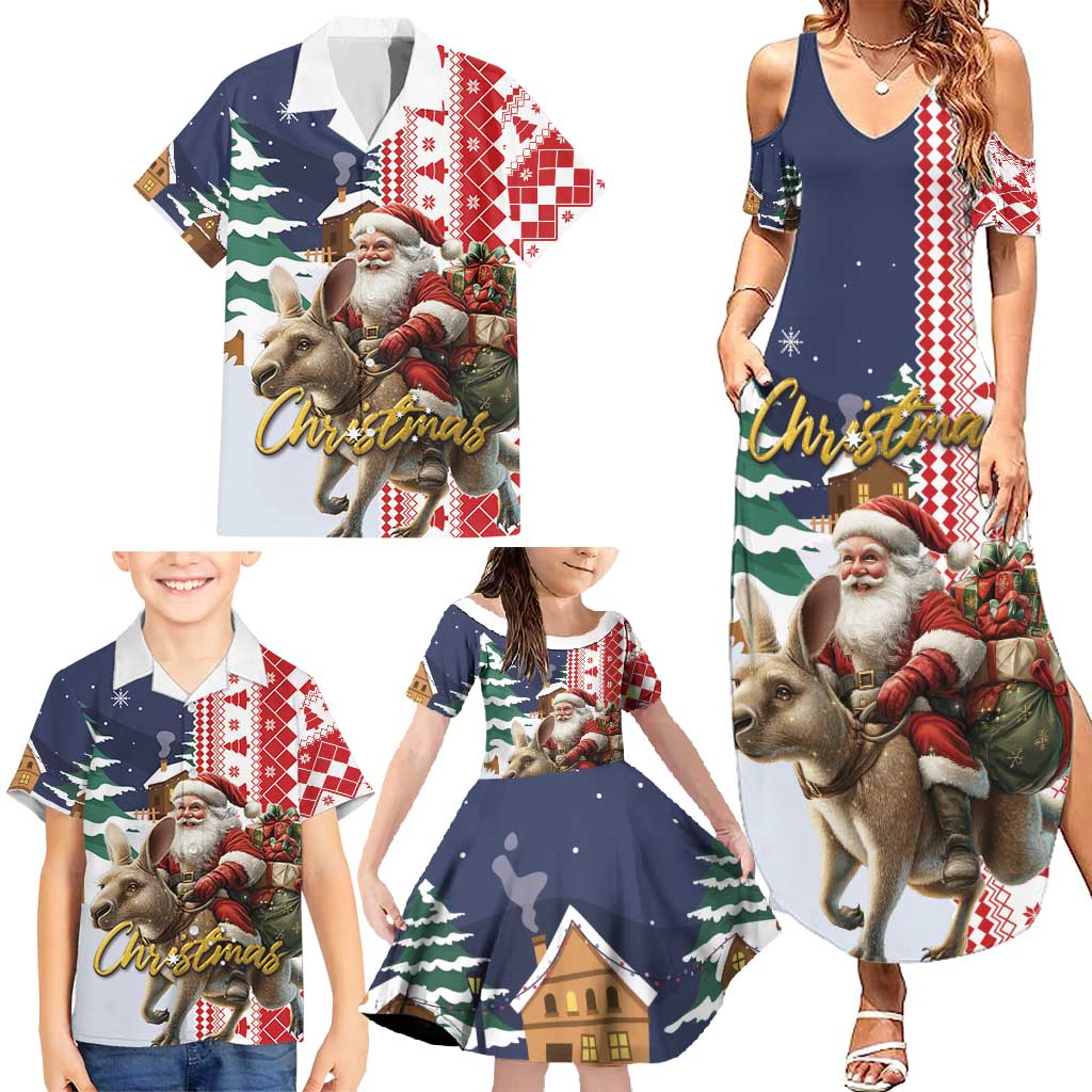 Kangaroo Australia Christmas Family Matching Summer Maxi Dress and Hawaiian Shirt Xmas Pattern - Wonder Print Shop