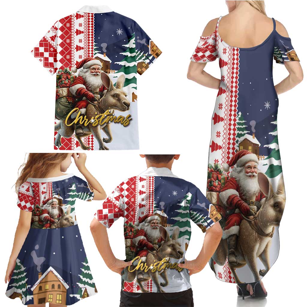 Kangaroo Australia Christmas Family Matching Summer Maxi Dress and Hawaiian Shirt Xmas Pattern - Wonder Print Shop