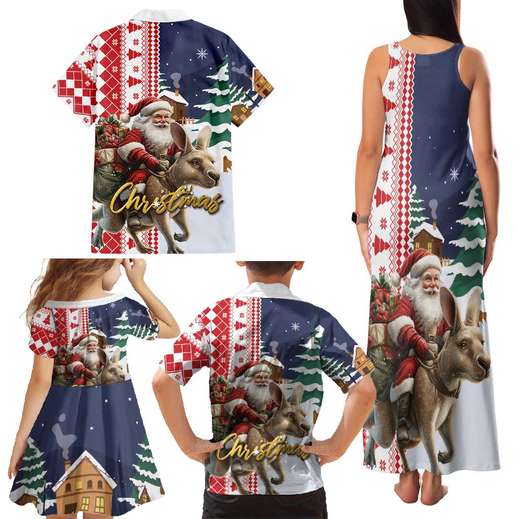 Kangaroo Australia Christmas Family Matching Tank Maxi Dress and Hawaiian Shirt Xmas Pattern - Wonder Print Shop