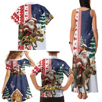 Kangaroo Australia Christmas Family Matching Tank Maxi Dress and Hawaiian Shirt Xmas Pattern - Wonder Print Shop