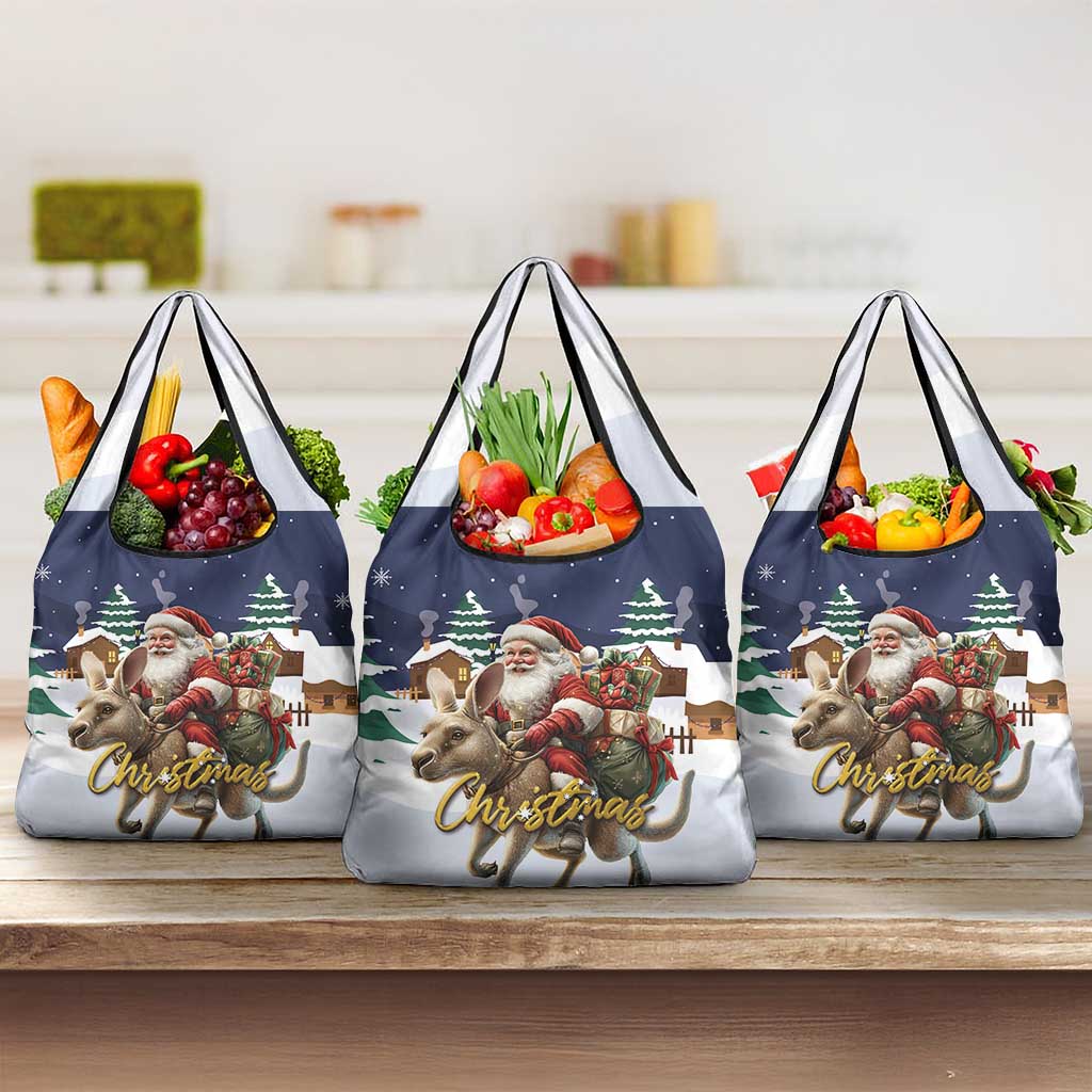 Kangaroo Australia Christmas Grocery Bag Xmas Pattern