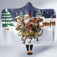 Kangaroo Australia Christmas Hooded Blanket Xmas Pattern