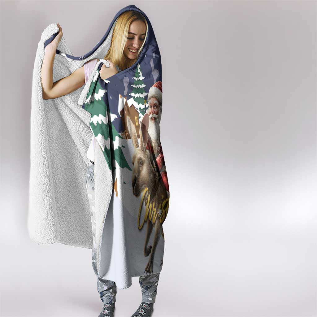 Kangaroo Australia Christmas Hooded Blanket Xmas Pattern