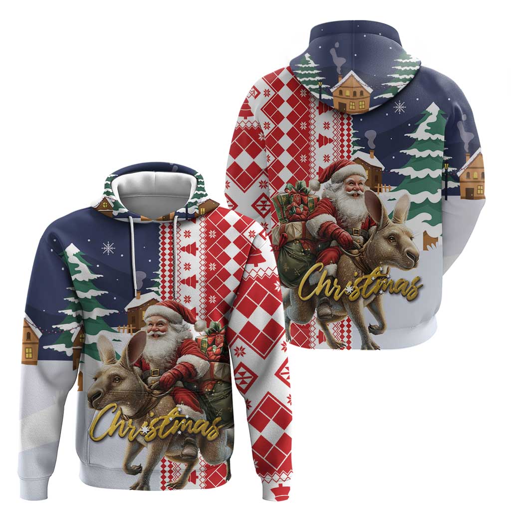 Kangaroo Australia Christmas Hoodie Xmas Pattern - Wonder Print Shop