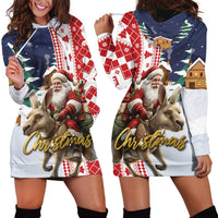 Kangaroo Australia Christmas Hoodie Dress Xmas Pattern - Wonder Print Shop