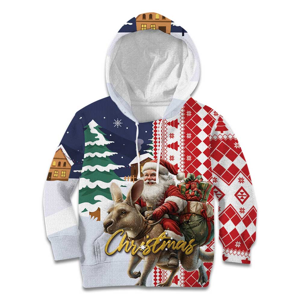 Kangaroo Australia Christmas Kid Hoodie Xmas Pattern - Wonder Print Shop