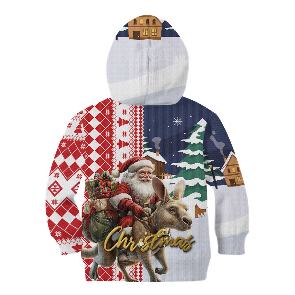 Kangaroo Australia Christmas Kid Hoodie Xmas Pattern - Wonder Print Shop
