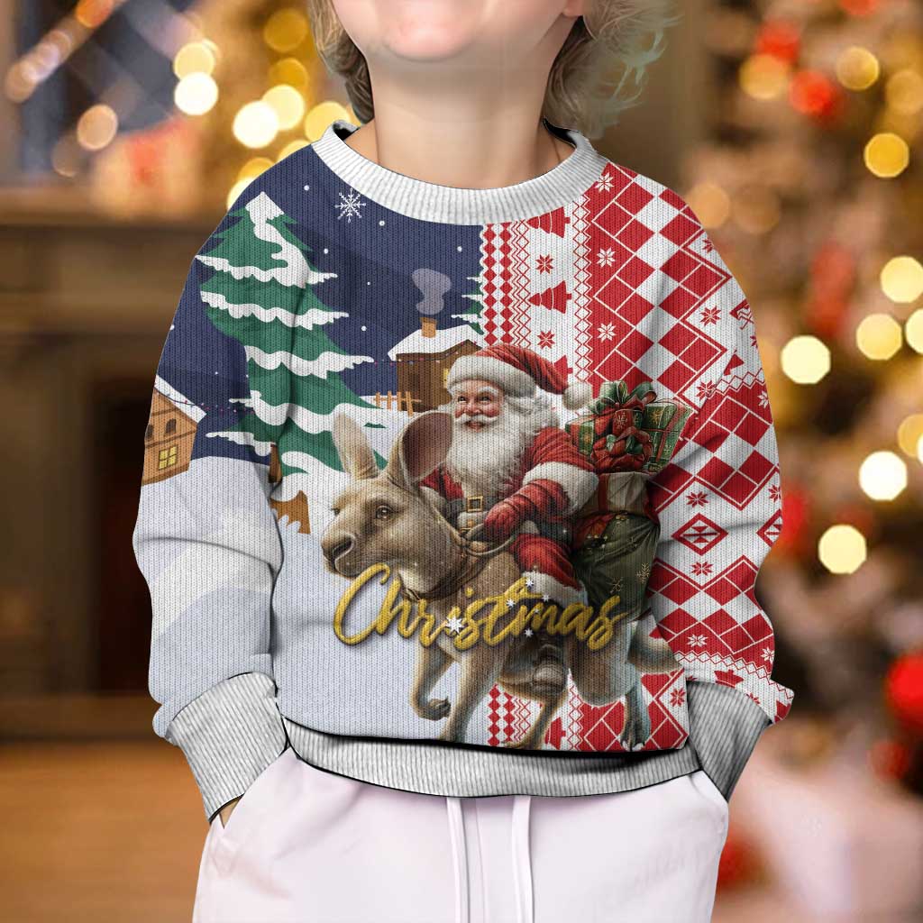 Kangaroo Australia Christmas Kid Ugly Christmas Sweater Xmas Pattern - Wonder Print Shop