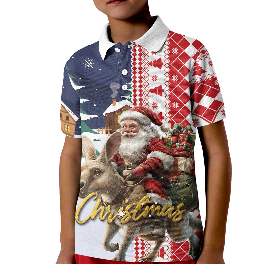 Kangaroo Australia Christmas Kid Polo Shirt Xmas Pattern - Wonder Print Shop