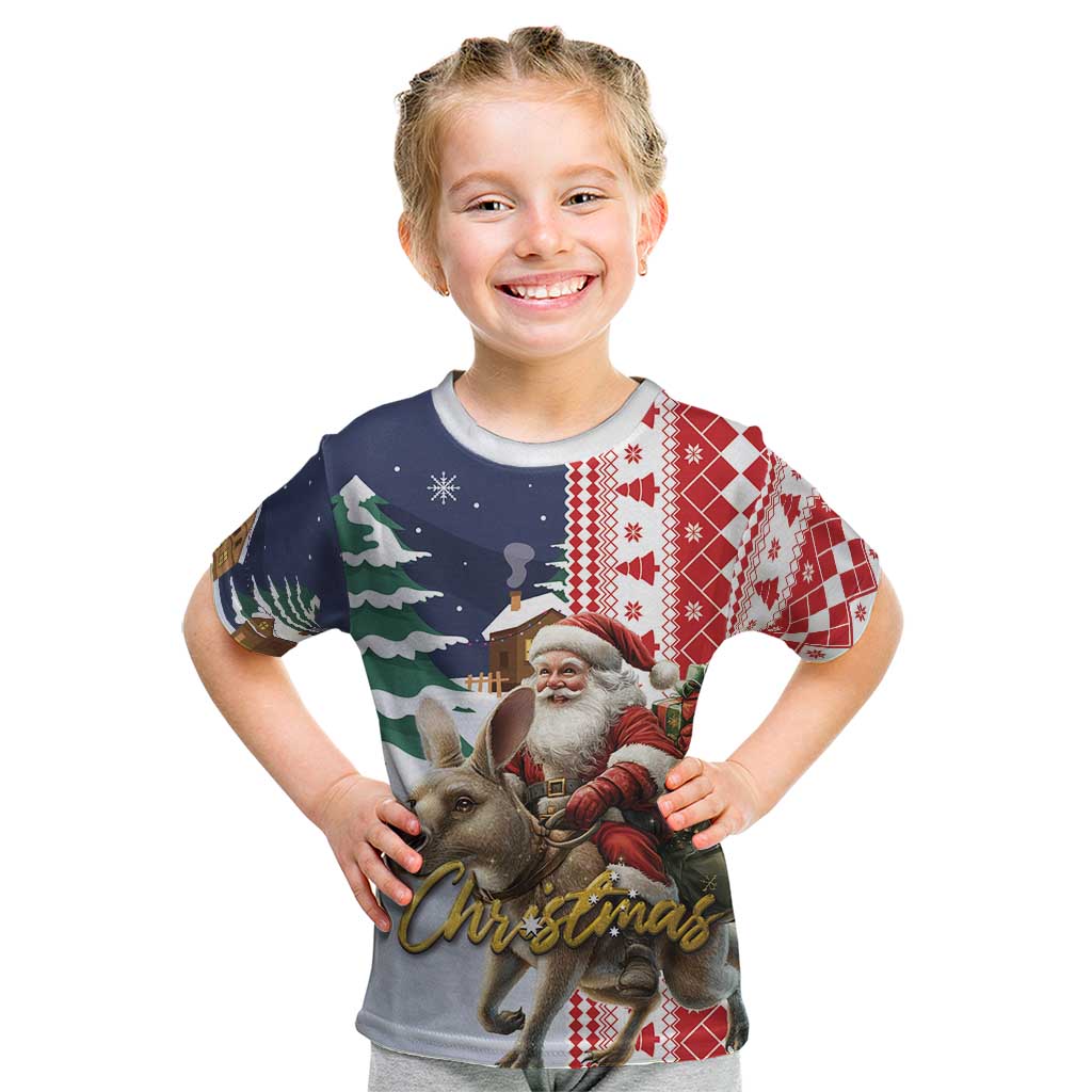 Kangaroo Australia Christmas Kid T Shirt Xmas Pattern - Wonder Print Shop