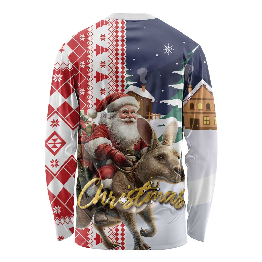 Kangaroo Australia Christmas Long Sleeve Shirt Xmas Pattern - Wonder Print Shop