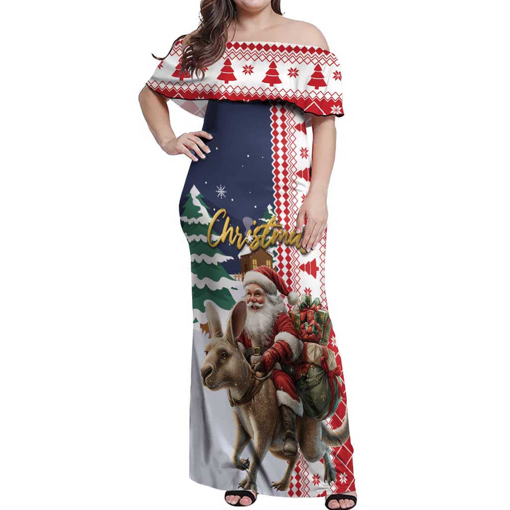 Kangaroo Australia Christmas Off Shoulder Maxi Dress Xmas Pattern - Wonder Print Shop