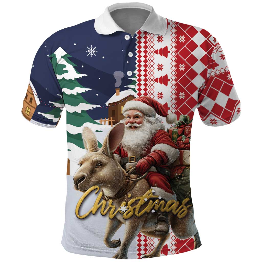 Kangaroo Australia Christmas Polo Shirt Xmas Pattern - Wonder Print Shop