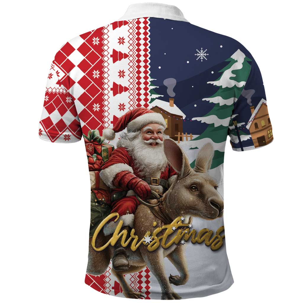 Kangaroo Australia Christmas Polo Shirt Xmas Pattern - Wonder Print Shop